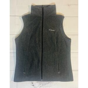 Columbia Fleece Sleeveless Vest Grey Full Zip Pockets‎ Women's Size Medium EUC